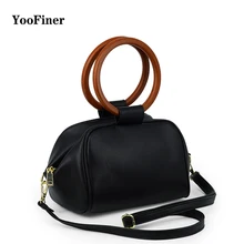 YooFiner брендовая Высококачественная Сумочка для пышек с деревянной ручкой, Роскошные Сумки из искусственной кожи, сумки-мессенджеры, винтажные женские клатчи