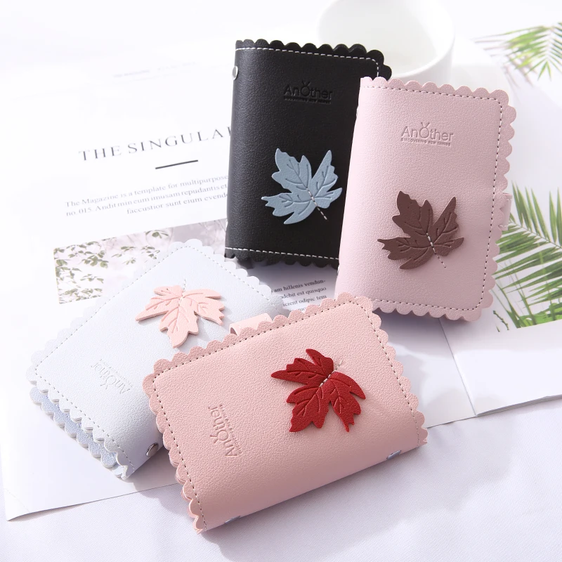 New Fashion and Simplicity Leaves 24 Slots Business Card Case Passport Cover Credit ID Bank Card Holder Wallet For Women