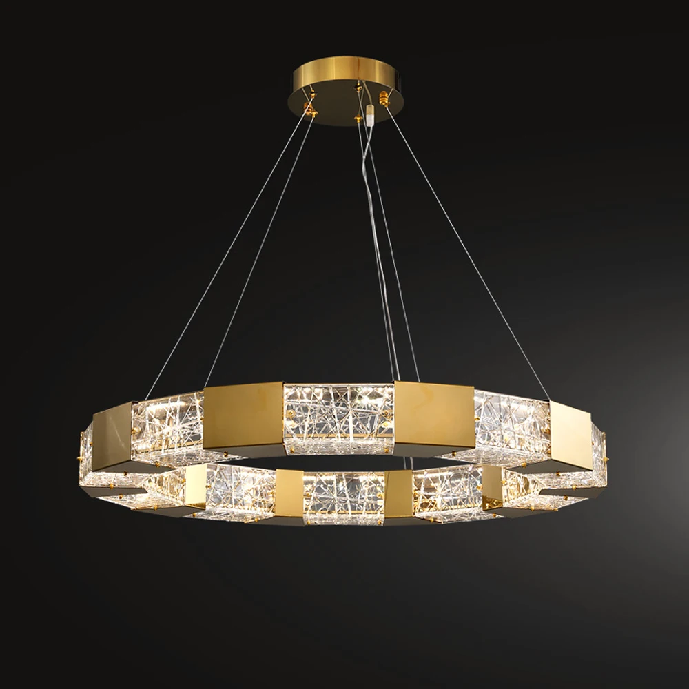 ring design living room LED chandelier stainless steel lamp 80cm luxury dining room kroonluchter