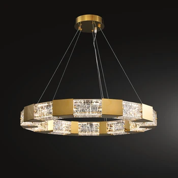 Online Ring Design Living Room LED Chandelier Stainless Steel Lamp 80cm Luxury Dining Room Kroonluchter