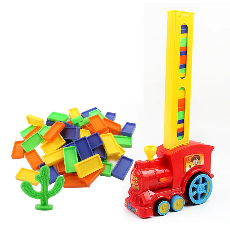 Развивающие строительные блоки DIY игрушка подарок положить домино игра игрушечный комплект автоматическое размещение домино Поезд Автомобиль со световым звуком - Цвет: Red