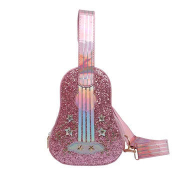

Personality Laser Sequins Guitar Shape Women Bag Fashion PU Leather Mini Shoulder Bag Fashion Messenger Bag bolsa feminina