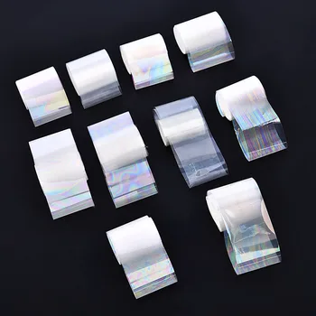 

10 Rolls/Box Holographic Shell Nail Foil Set 2.5*100cm Gradient Transparent AB Color Transfer Sticker Manicure Nail Art Decals
