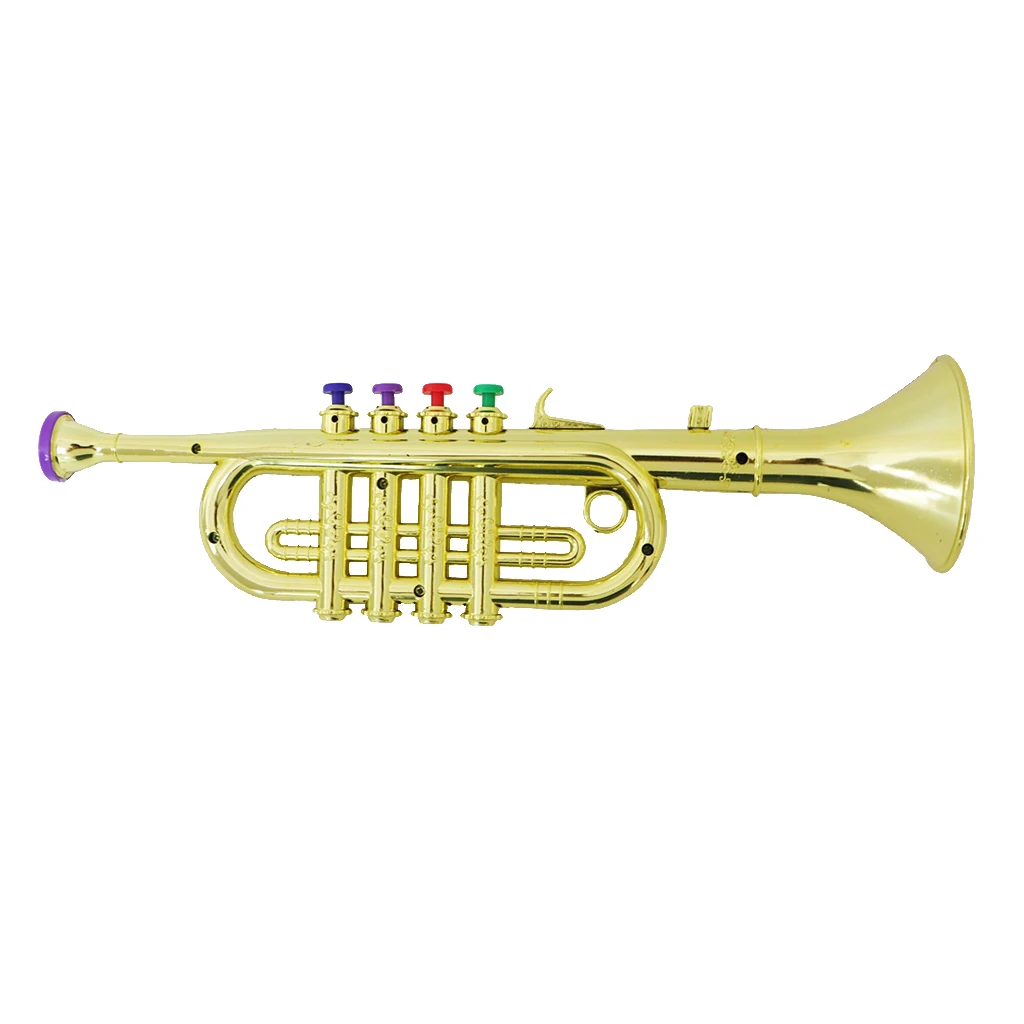 1 Pcs 34cm Plastic Children Trumpet Horn Wind Instrument with 3 Keys Musical Toy for Kids Party Favor Gift Silver or Gold - Image 4