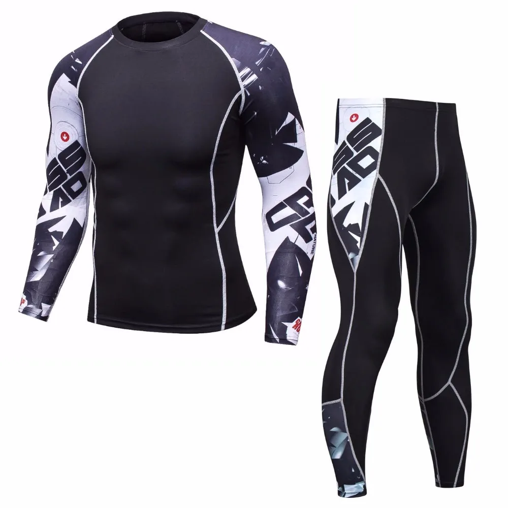 Mma rashguard Мужская многофункциональная футболка для фитнеса набор с 3d принтом Мужские брюки мужские брюки rashguard комплект