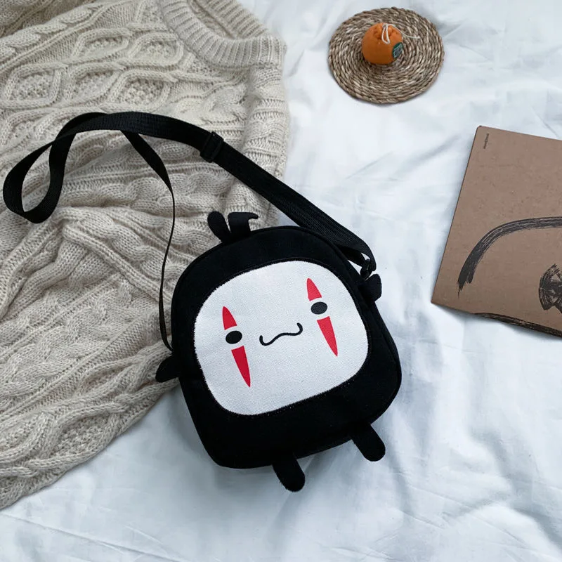 Cartoon No Face Man Bag Hayao Miyazaki Spirited Away Messenger Bag for Kids Adults Halloween Party Cosplay Shoulder Bags