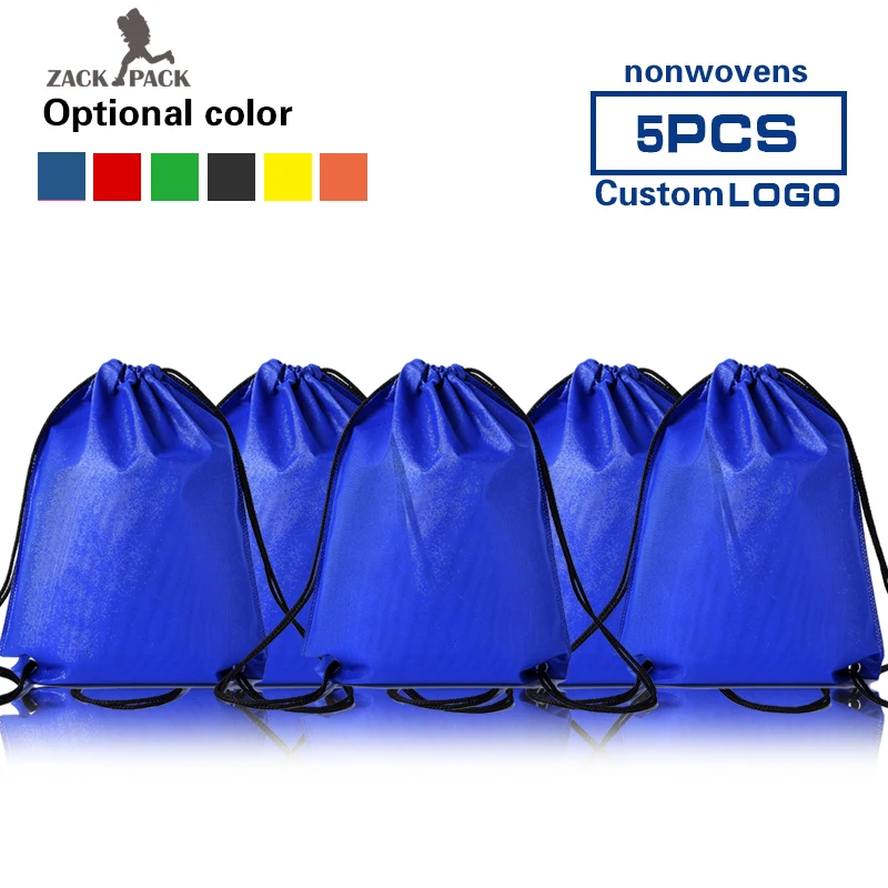5pcs Zackpack Non-woven Drawstring Bags Promotional Sports Printed Backpack Custom Logo Travel Storage Bag wholesale women | Багаж и сумки