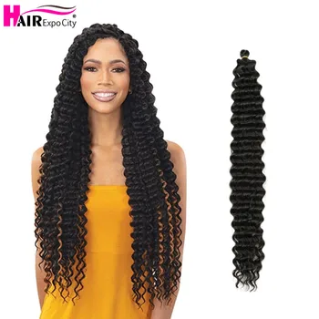 

28 Inch Fretress Deep Wave Twist Crochet Braids Extra Long Natural Synthetic Hair Ombre Braiding Hair Extensions Hair Expo City