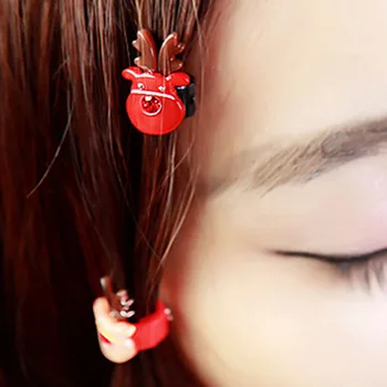 

2Pcs Small Christmas Print Hair Bows Cute Glitter Elk Accessories Hair Clips For Kids Festival Gift Snowman Hair Accessories