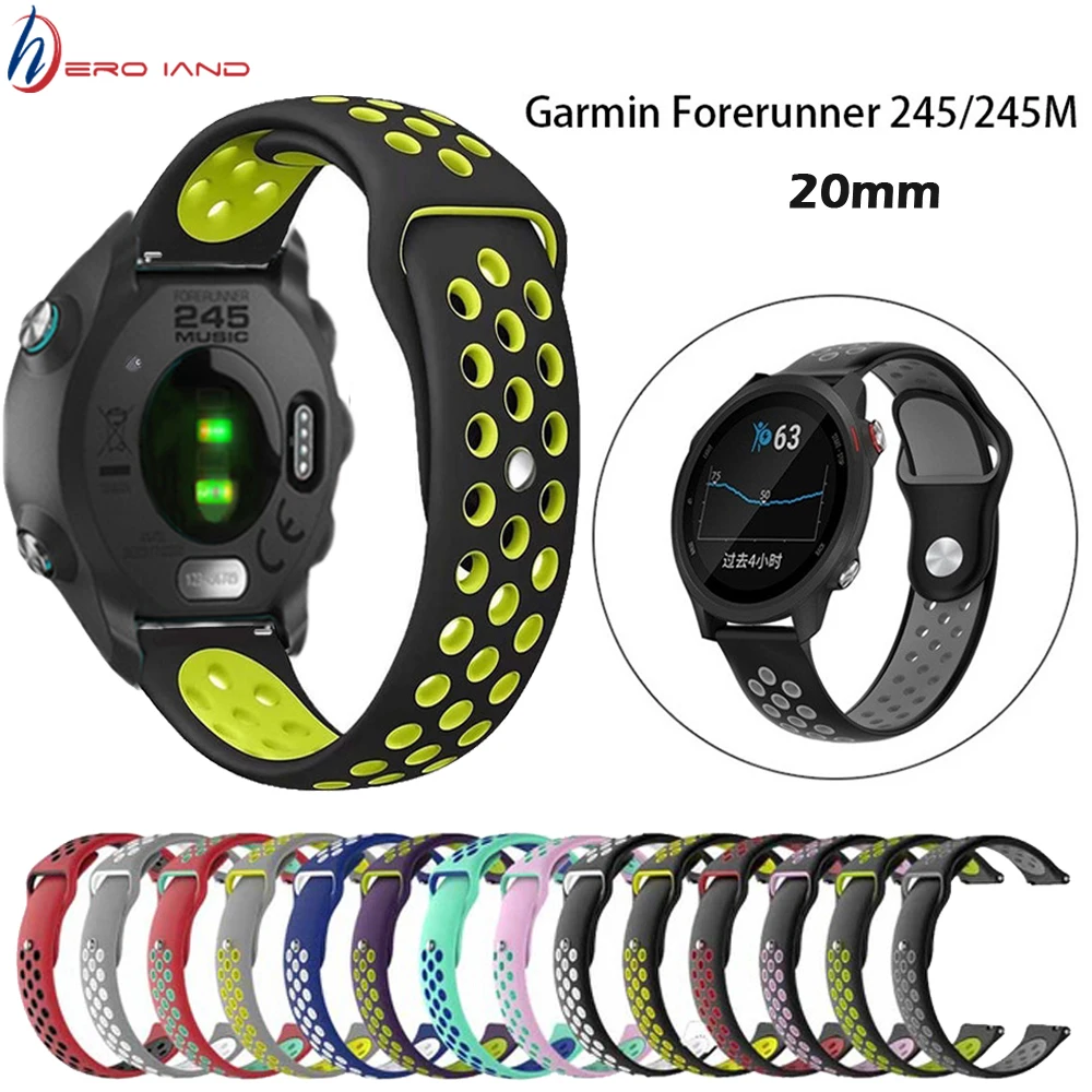 20 мм спортивный силиконовый браслет для Garmin Forerunner 245 м Смарт часы Напульсник браслет для Garmin Forerunner 645 245 Band