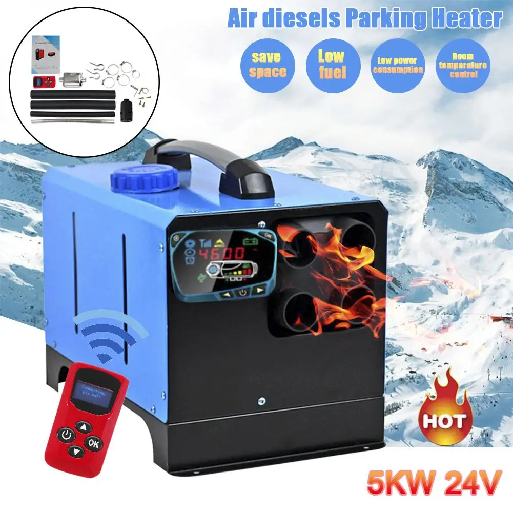 

New All In One 12V/24V 5KW Air Heater Integration 4 Holes Air Diesels Parking Heater LCD Screen Switch Car Heater Remote Control