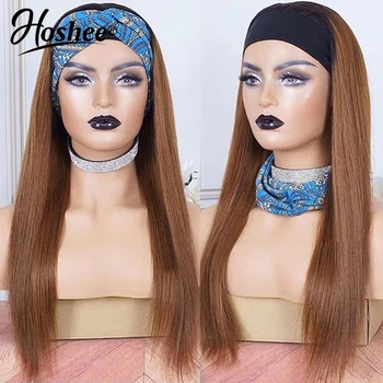 

Brazilian Remy Headband Wig Human Hair Straight Headband Wig 1B/27 Ombre Brown Colored Human Hair Wigs For Black Women