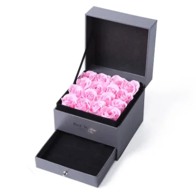 8 цветов вечная роза стиль практичная шкатулка витрина для ювелирных изделий серьги ожерелье кулон хранения подарочная упаковка - Цвет: Pink Rose Gift Box