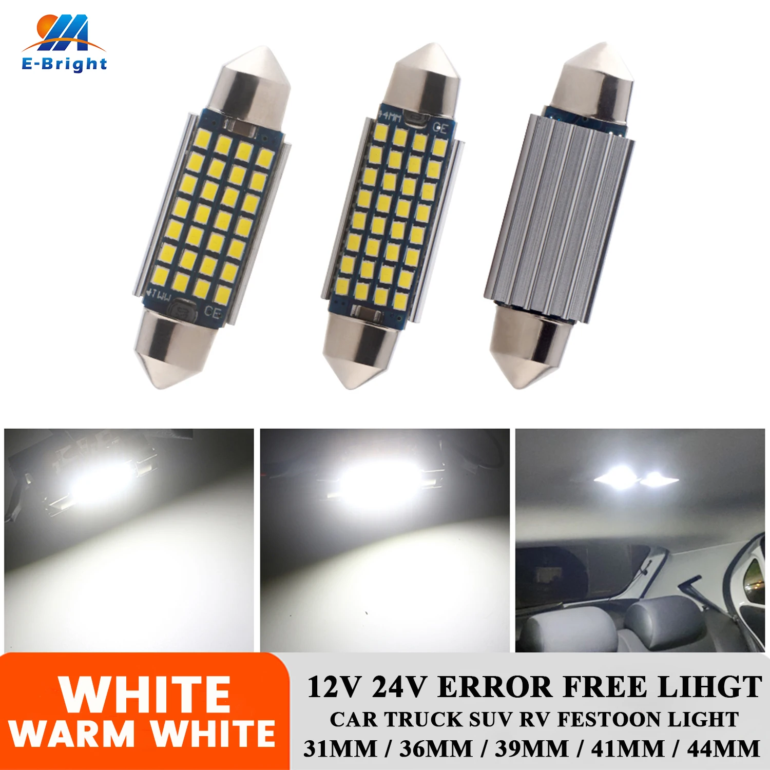 2 шт. Canbus 44 мм 41 39 36 31 12 в 24 В C5W 2016 светодиодов 28SMD 32SMD Автомобильная фестона шаг