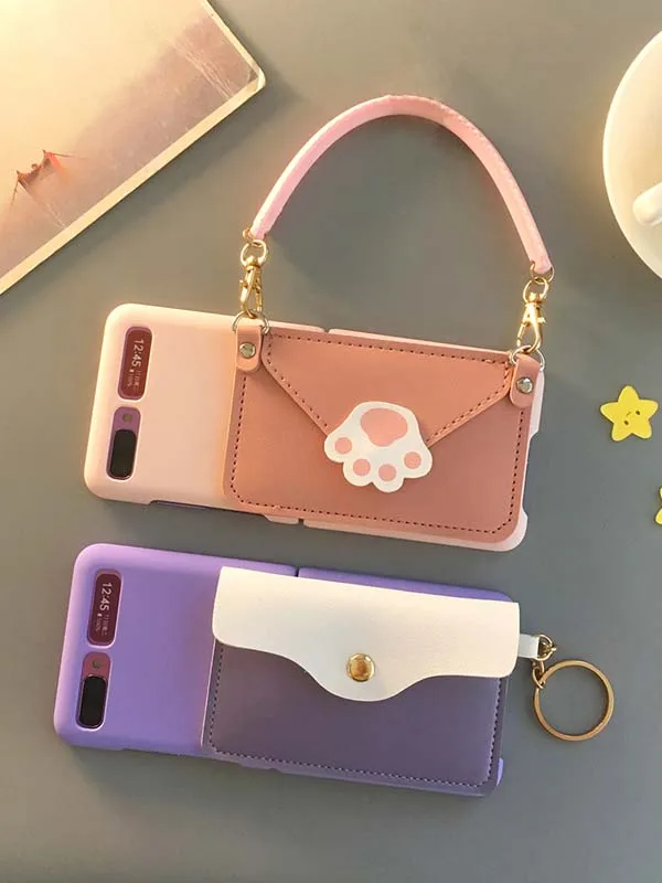 Card Wallet Case for Samsung Galaxy Z Flip 5G Funda Handbag Phone Back Cover for Galaxy F7070 F7000 Foldable Leather Case
