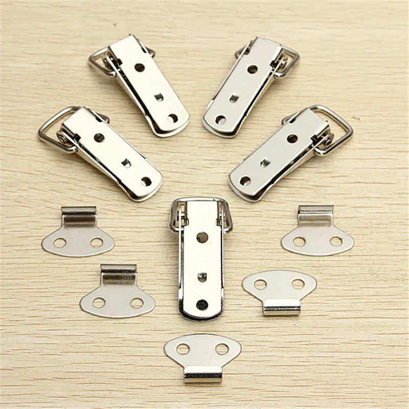 

4 PCS Hardware Cabinet Boxes Spring Loaded Latch Catch Toggle 27*63 Iron Hasp For Sliding Door Simple Window Cabinet