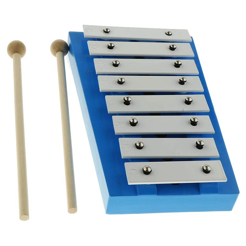 HOT-8 Note Glockenspiel with 2 Wooden Xylophone Violins for Music Lovers and Beginners Improve Your Hand-Eye Coordination and In