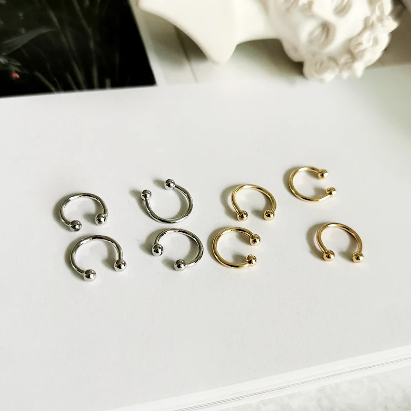 Peri'sBox Gold Silver Color Thin Tiny Ear Cuff Semi Circle Geometric Earrings Clips C Shape Minimalist Earrings for Women 2019 - Image 6