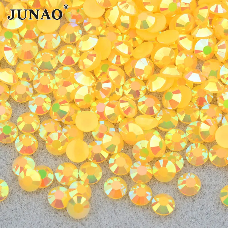 JUNAO 4 5 6mm Jelly Pink AB Flatback Round Rhinestone Glittler Resin Strass Stones Stickers Nail Art Decoration Glue On Crystal 