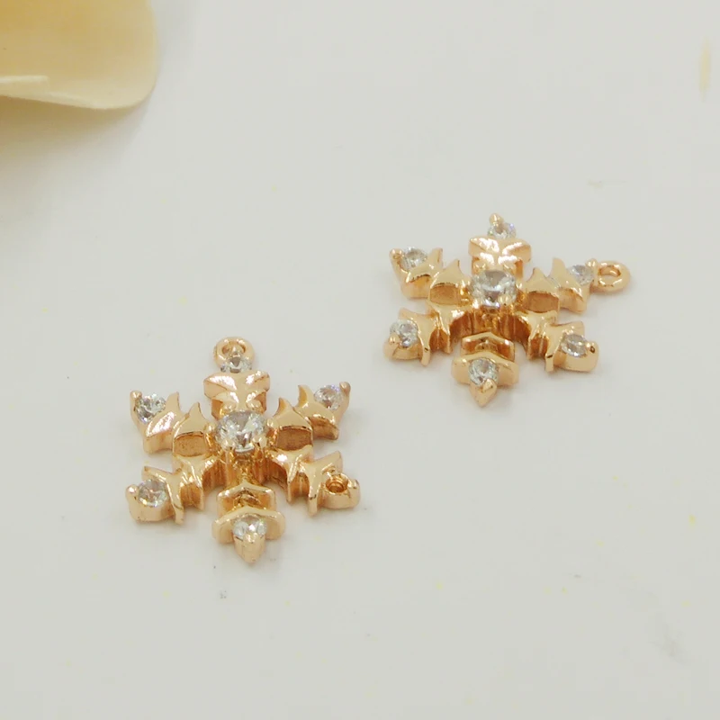 DIY Jewelry Handmade Material Copper Hairpin Pendant 24k Gold Zircon Snowflake Pendant