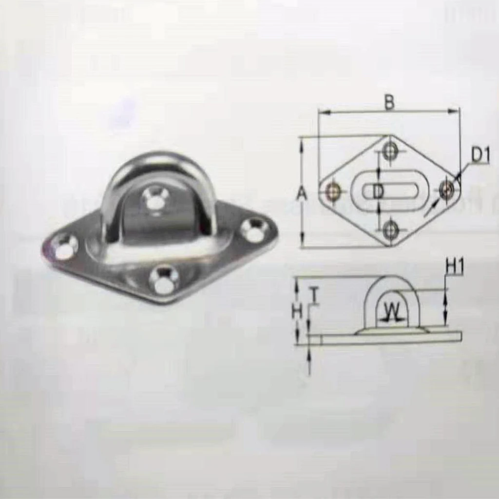 Stainless Steel Marine Boat Eye Plates HEAVY DUTY Diamond Eye Hook Deck Hardware for Inflatable Kayak Canoe Boat Dinghy Yacht