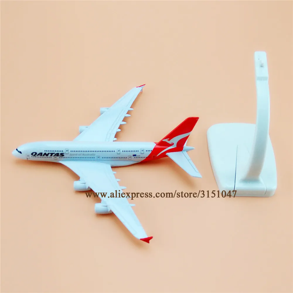 16 см Air QANTAS Spirit Of Ausralia Airbus 380 A380 Airlines модель самолета из сплава металла литая под