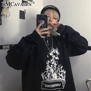 

LMCAVASUN Hoodies Women Hooded Plus Velvet Thicker Long Sleeve Womens Hoodie Harajuku Korean Style Trendy Chic