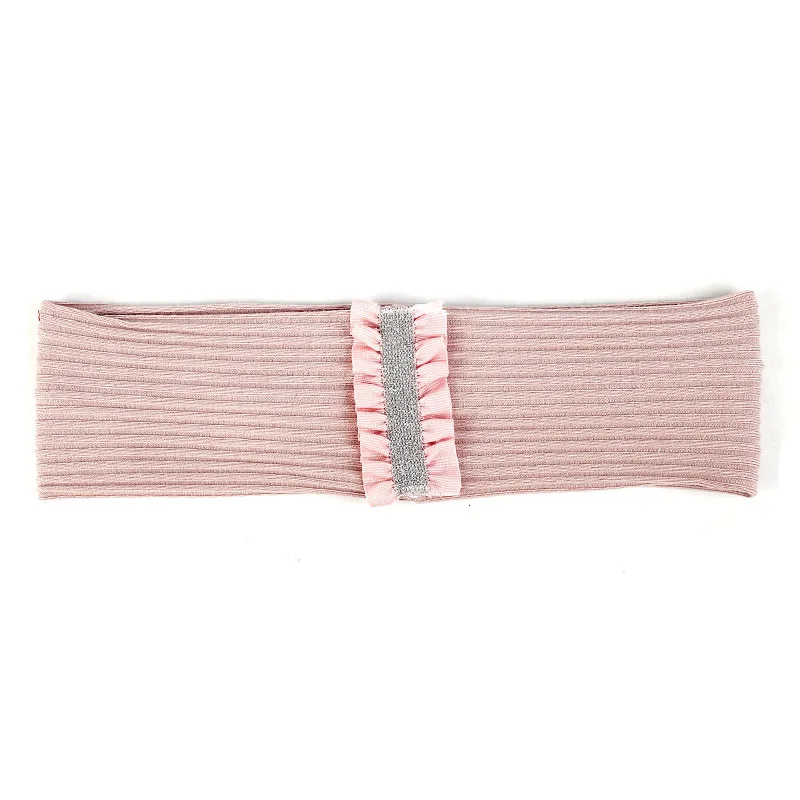 Geebro/Повседневная хлопковая рифлёная головная повязка для маленьких девочек изящная Серебристая полосатая лента для волос, Детские аксессуары для волос - Цвет: pink pink