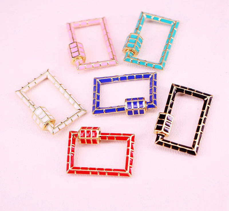 

3PCS, DIY Jewelry Rectangle Clasps Lock Carabiner Enamel Copper Connector Clasp For Jewelry Making