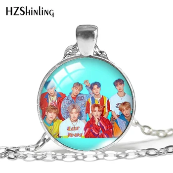 

2020 New Ateez Pendant Necklace Kpop Group Glass Dome Pendants Necklace Jewelry Printed Picture Necklaces For Fans