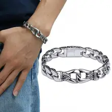 1 шт. Новинка Европейская и американская мода Титановый стальной браслет из нержавеющей стали Винтажный Мужской браслет серебряная цепочка Ювелирные изделия