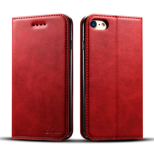 Red 026 Роскошный Ретро-чехол для iPhone 11 Pro Max XR X XS Max 6 6S 7 8 Plus, чехол для телефона из искусственной кожи, флип-бумажник, держатель для карт, Магнитный чехол - Цвет: Red 026