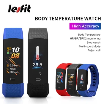 

Lesfit Fashion Women Silicone Smart Wristbands Men Android Smart Wrist Clock Lady Temperature Tracker Bluetooth Smart Bracelet