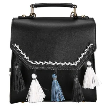 

Korean Version Of Soft Leather Fashion Wild Girl Slung Dual-Use National Wind Small Backpack