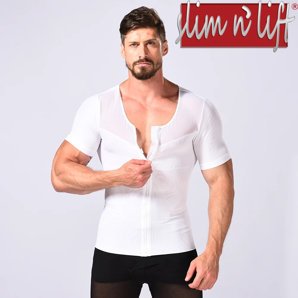 

Men's Body Shaper Vest with Zipper Compression Top Tank to Hide Gynecomastia Moobs by Slim N Lift