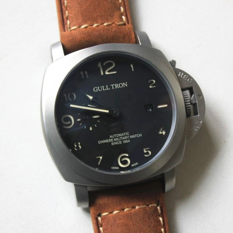 Модные мужские часы ST2557 с Т-образным ремешком PAM00441, стильные мужские светящиеся часы с большим циферблатом, диаметр 5 АТМ, толщина 44 мм, мужские наручные часы с кожаным ремешком