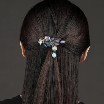 

Ethnic 1PCS Wedding Hair Pins Glaze Stone Flower Bridal Hairpins Bridesmaid Hair Clips Women Hair Jewelry Accessories