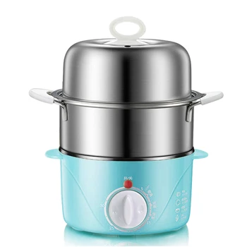 

Botique-Household Double Layer Electric Egg Cooker Boiler for Up to 14 Eggs Stainless Steel Tray Hot Pot/Cook Noodles(US Plug)