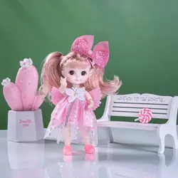 Poupée 3D 13 articulations mobiles, 16CM, vêtements de princesse, accessoires de décoration, cheveux multicolores, jouet cadeau pour fille, nouvelle collection 