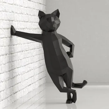 

Wall Dong Cat Geometric Folding Paper 3D Paper Model Paper Carving Three-dimensional Composition DIY Handmade Creative Ornaments
