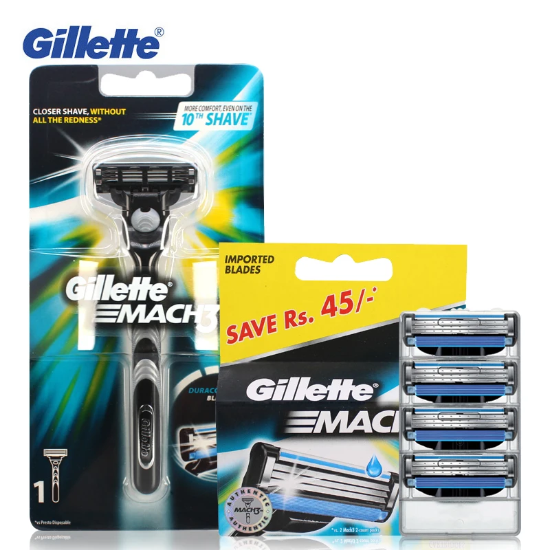 Original Gillette Mach 3 Shaving Razor Blades Brand Mach3 For Men Beard Shave Blade Razor Travel Box Shaving & Hair Removal