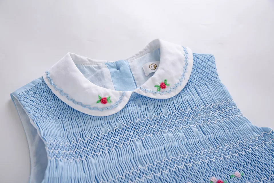 Pettigirl/голубое платье без рукавов с цветочным рисунком для маленьких девочек; праздничные Детские платья с оборками для малышей; G-DMGD204-90B