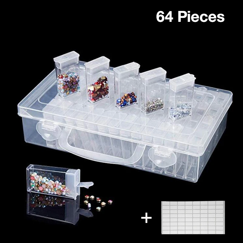 storage Diamond Painting Accessories tools 64pcs Box DIY Diamand Embroidery diamond Mosaic Bead Drill Manicure Storage | Дом и сад