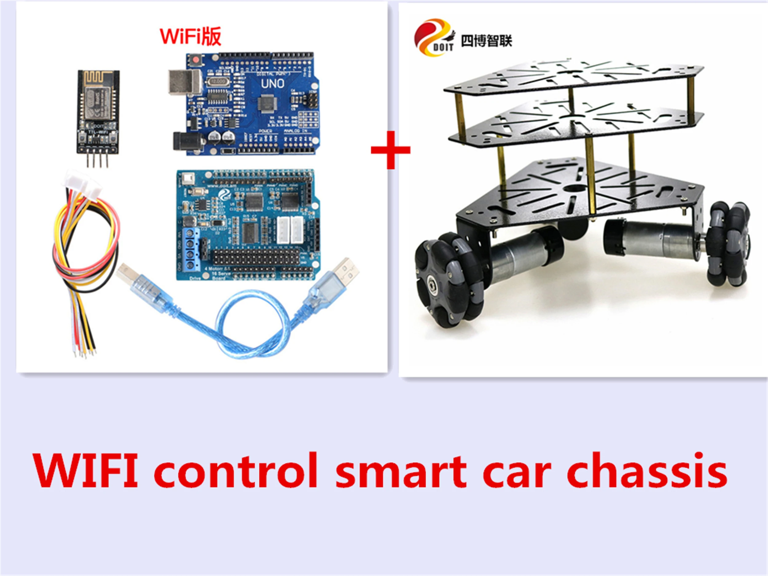 

SZDOIT Wifi/Bluetooth/Handle Control 3-Layer Metal Smart 3WD RC Robot Car Chassis DC Motor Omnidirectional Wheel DIY For Arduino