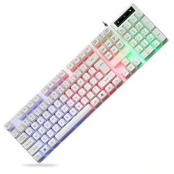Clavier de jeu filaire, couleur lumineuse, rétro éclairage, pour ordinateur portable, bureau, sensation mécanique 