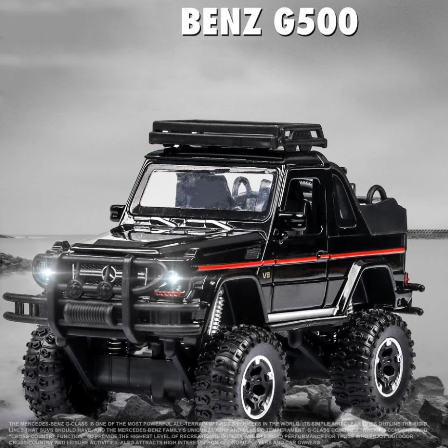 Hot scale 1:32 big wheels diecast suv car benz G500 metal model with light and sound pull back vehicle alloy toys collection