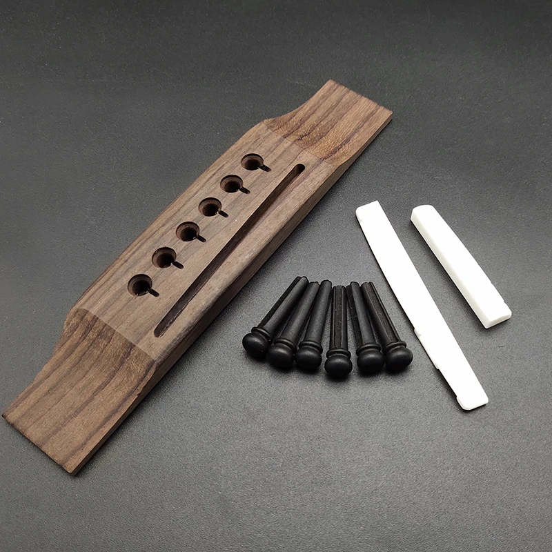 Ebony A Kit Комплект акустической гитары палисандр гитарный мост 6 шт. чистая кость/черное дерево/розовое дерево/Cocobolo Мост Pin набор костного моста Гайка Седло - Цвет: Ebony A Kit