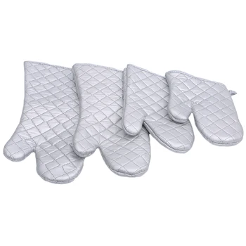 

Oven Gloves Heat Resistant mitts Non-slip Cooking Baking Barbecue Gloves Silver Safety Kitchen Tools potholders