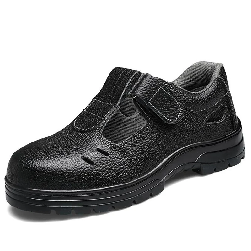 

plus size mens leisure breathable steel toe caps work safety shoes summer soft leather worker sandals security boots seguridad