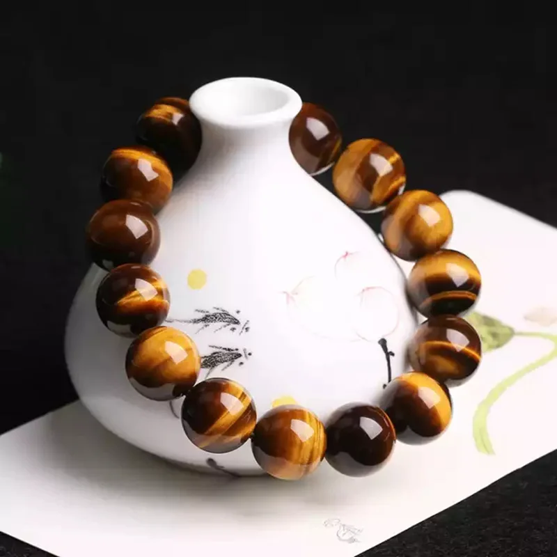 Fashion Tiger Eye Bracelets Men 5A 20mm Nature Beads Bracelets for Women Natural Stone Braslet For Man Handmade Jewelry Pulseras - Image 3